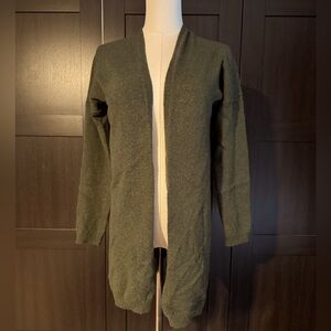 Mystree Olive Green Open Front Long Cardigan